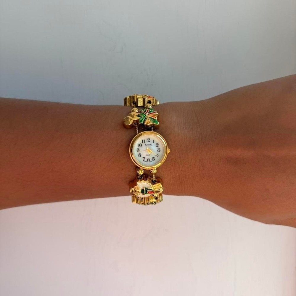 GOLD INFINITY CHRISTMAS CHARM BRACELET WATCH‎